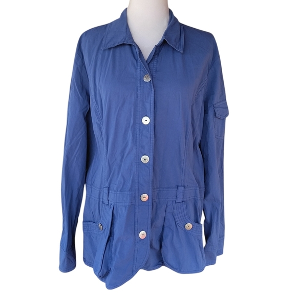 fresh produce Tops - Fresh Produce Dusty Blue Cotton Blend Shacket Longline Size Large